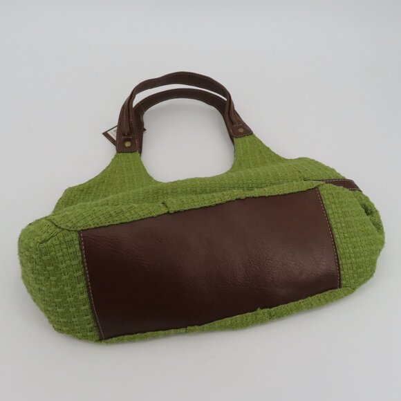 Y2K Relic Green Tweed Faux Brown Leather Hobo Shoulder Handbag Purse Bag NEW NWT - Picture 9 of 12